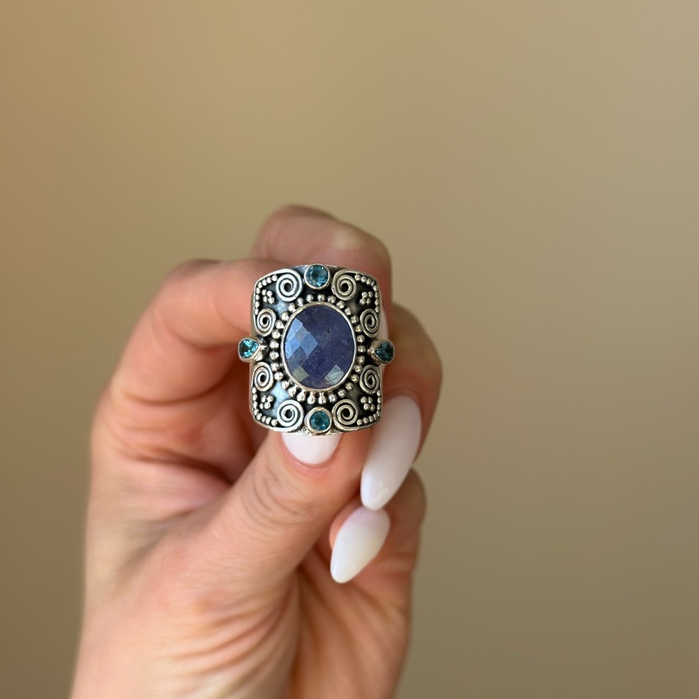 Tanzanite + sapphire ring